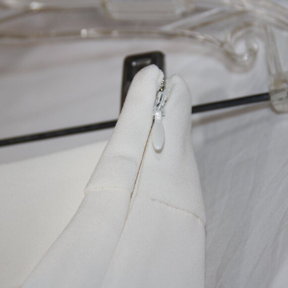 Ann Taylor Women's Cream Wide Leg Pants Size 8 Side Zip Trousers Business Casual - Picture 14 of 16